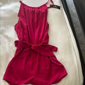 NWT Lulus Take Us Out Magenta Pink Sleeveless Romper Small
